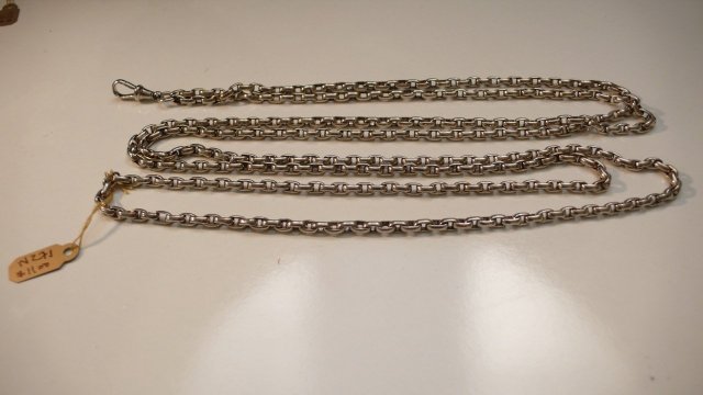 Victorian Sterling Long Guard Chain Necklace