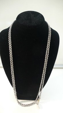 Victorian Sterling Long Guard Chain Necklace