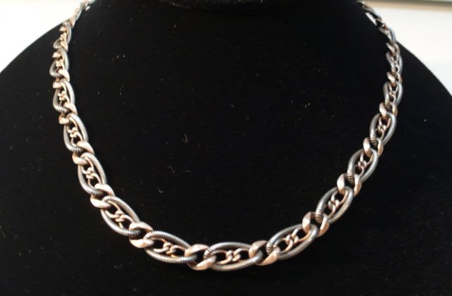 Victorian Sterling Silver Niello Necklace