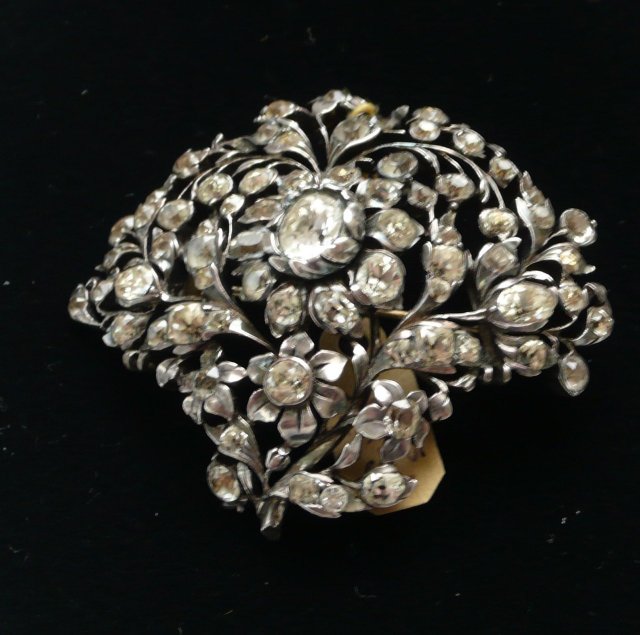 Victorian Sterling Paste Flower Brooch