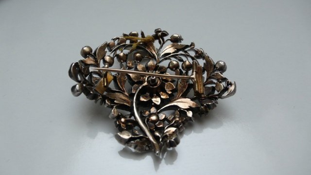 Victorian Sterling Paste Flower Brooch