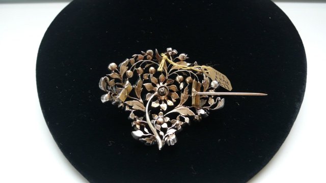 Victorian Sterling Paste Flower Brooch