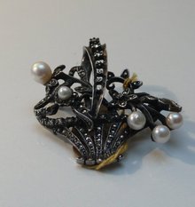 Victorian Silver Flower Basket Brooch