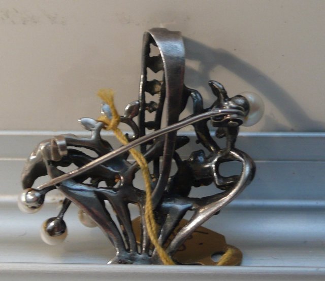 Victorian Silver Flower Basket Brooch