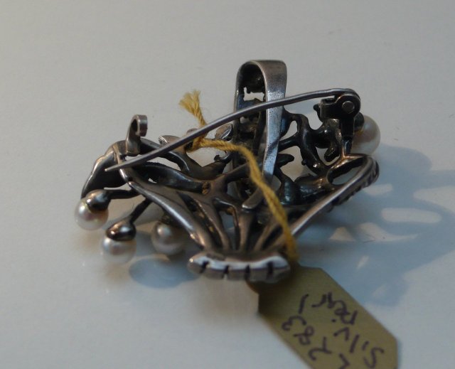 Victorian Silver Flower Basket Brooch