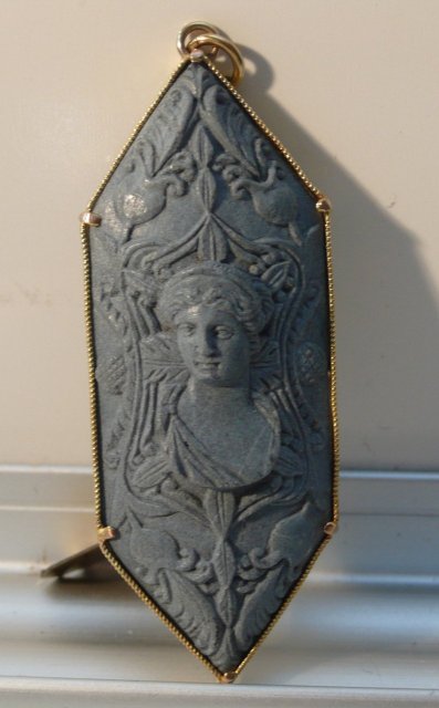 Victorian Lava & Gold Cameo Pendent
