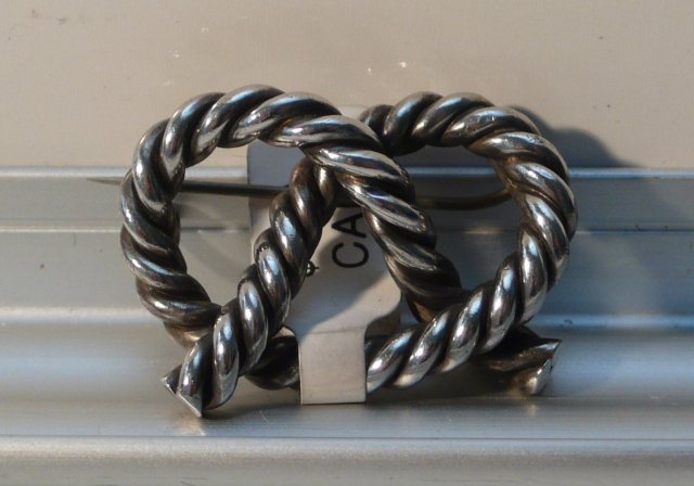 Victorian Sterling Pretzel Brooch
