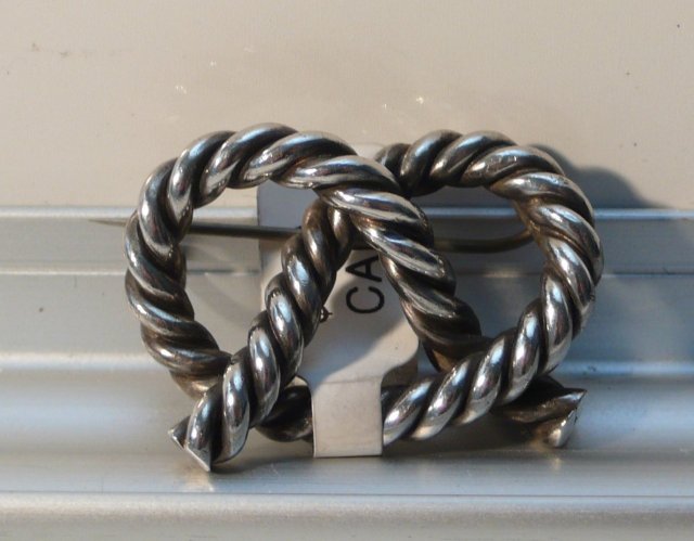 Victorian Sterling Pretzel Brooch