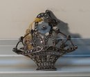 Marcasite and Sterling Basket Brooch