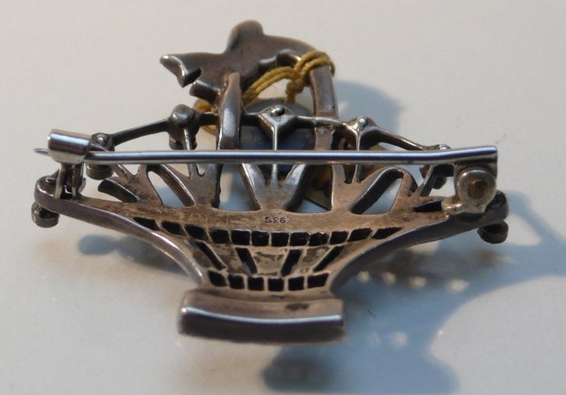 Marcasite and Sterling Basket Brooch