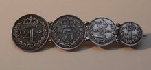 Victorian silver money brooch