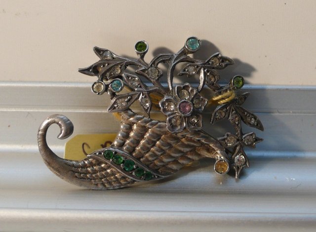 Sterling silver Cornucopia brooch