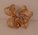 18 Kt. French Gold & Diamond Ribbon Bow Brooch
