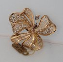 18 Kt. French Gold & Diamond Ribbon Bow Brooch