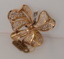 18 Kt. French Gold & Diamond Ribbon Bow Brooch