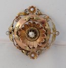 French 18 Kt rose gold & pearl brooch
