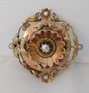 French 18 Kt rose gold & pearl brooch