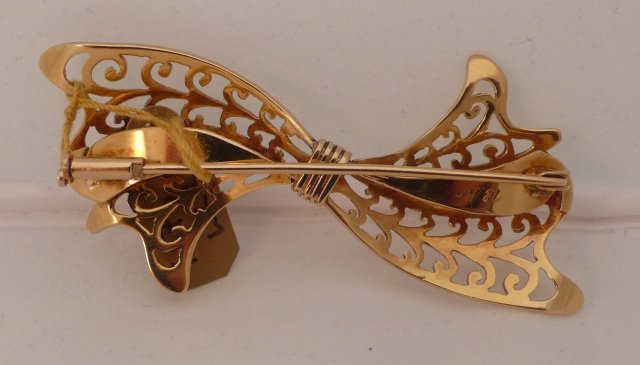 18 Kt French gold Bow Brooch