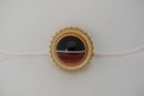 Victorian 15 KT. Gold, Enamel, Banded Agate Brooch