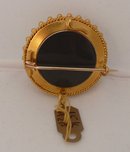 Victorian 15 KT. Gold, Enamel, Banded Agate Brooch