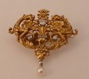 18 Kt. French gold and diamond serpent brooch