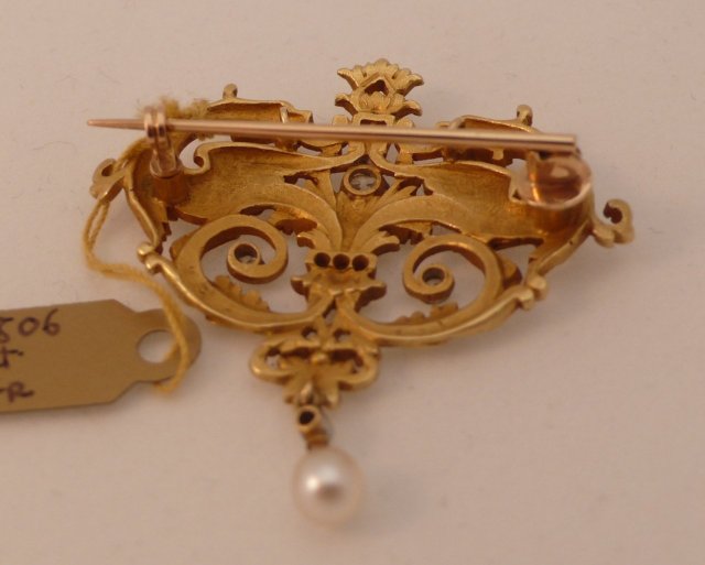 18 Kt. French gold and diamond serpent brooch