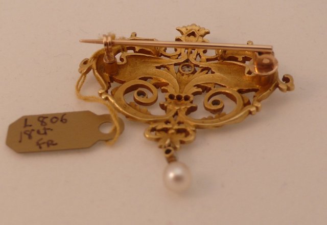 18 Kt. French gold and diamond serpent brooch