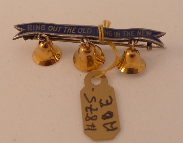 18 Kt. Gold & enamel Ringing Bells Brooch