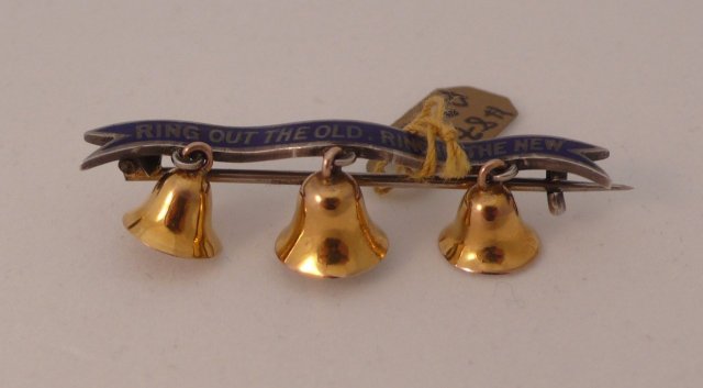 18 Kt. Gold & enamel Ringing Bells Brooch