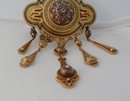french 18 Kt Gold & Rose Diamond Dangle Brooch
