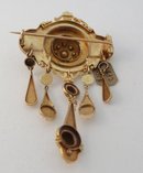 french 18 Kt Gold & Rose Diamond Dangle Brooch