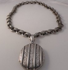 Victorian Sterling Collar with Engraved Locket