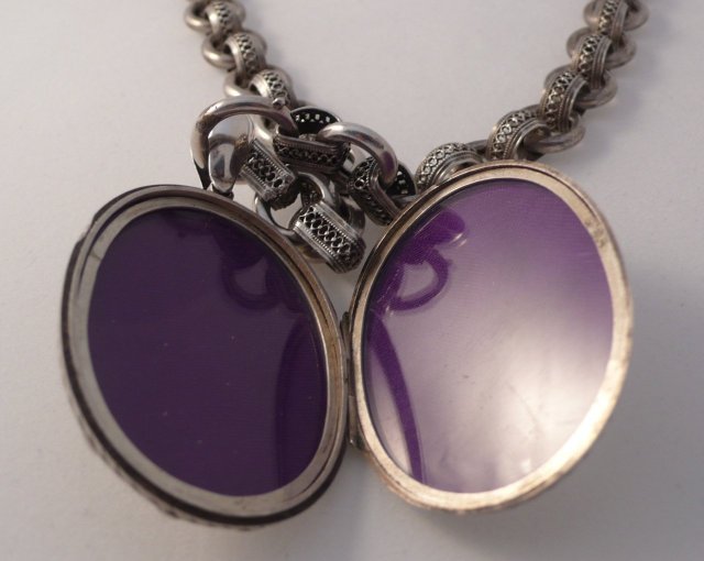Victorian Sterling Collar with Engraved Locket