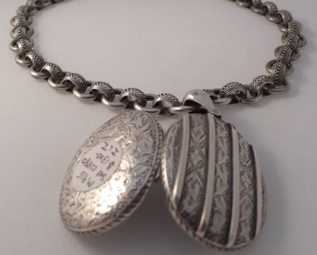 Victorian Sterling Collar with Engraved Locket