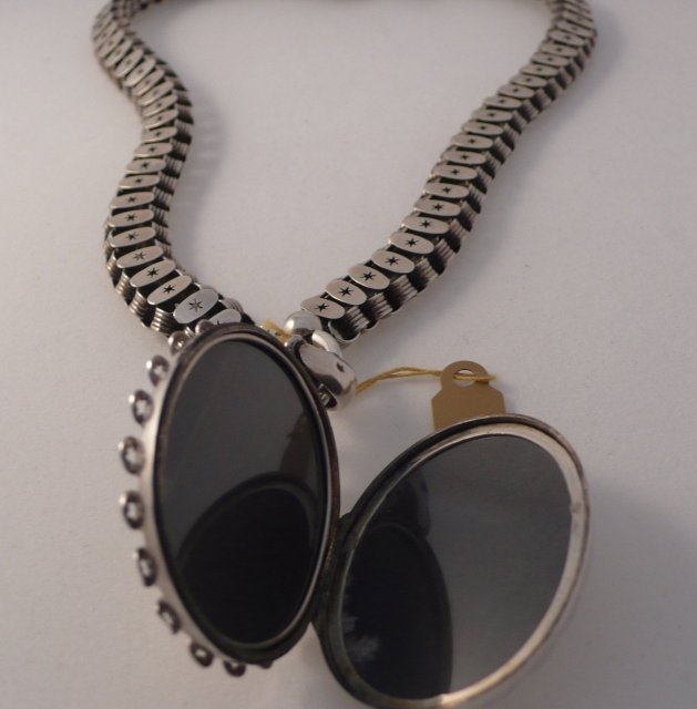 Victorian Sterling Collar with Engraved Locket