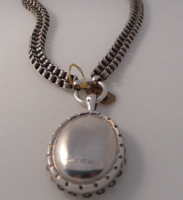 Victorian Sterling Collar with Engraved Locket