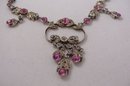 Victorian pink & white paste necklace