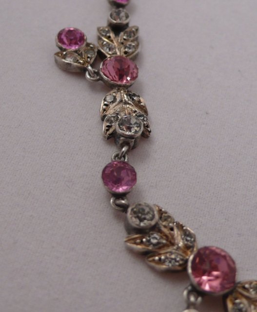 Victorian pink & white paste necklace