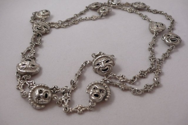 Victorian Sterling Comedy & Drama Necklace