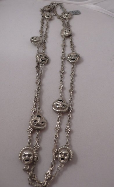 Victorian Sterling Comedy & Drama Necklace
