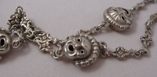 Victorian Sterling Comedy & Drama Necklace