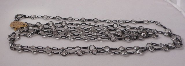 Deco Long gun metal chain with crystals