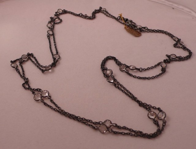 Victorian gun metal chain with crystals