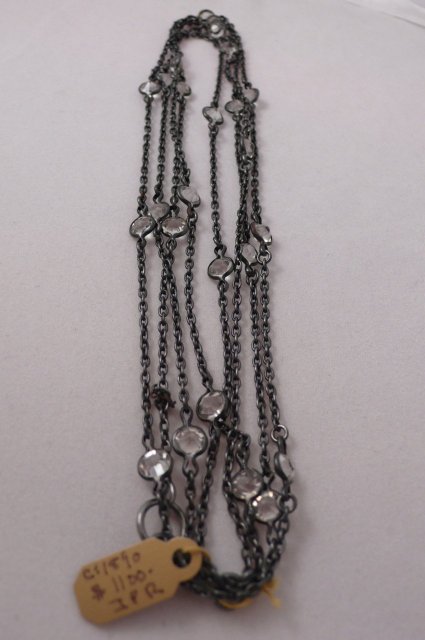 Victorian gun metal chain with crystals