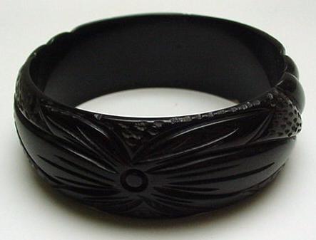 Bakelite Deep Brown Carved Bracelet