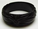 Bakelite Deep Brown Carved Bracelet