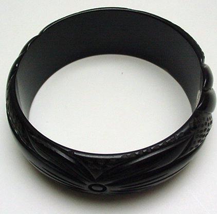 Bakelite Deep Brown Carved Bracelet