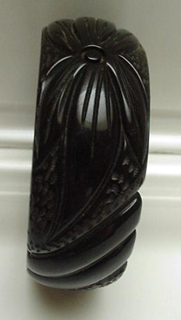 Bakelite Deep Brown Carved Bracelet