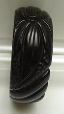 Bakelite Deep Brown Carved Bracelet