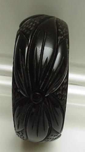 Bakelite Deep Brown Carved Bracelet